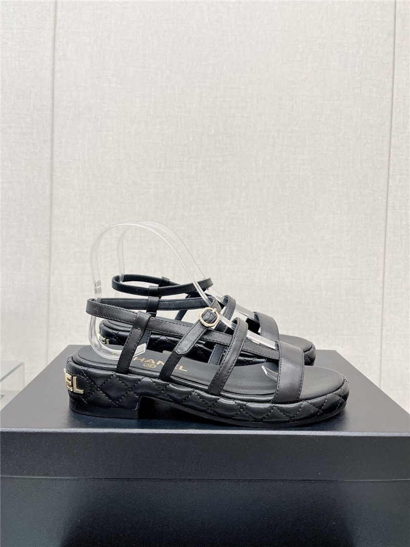 Best Replica Chanel rhombus platform thick heel sandals with thin straps - Colareps