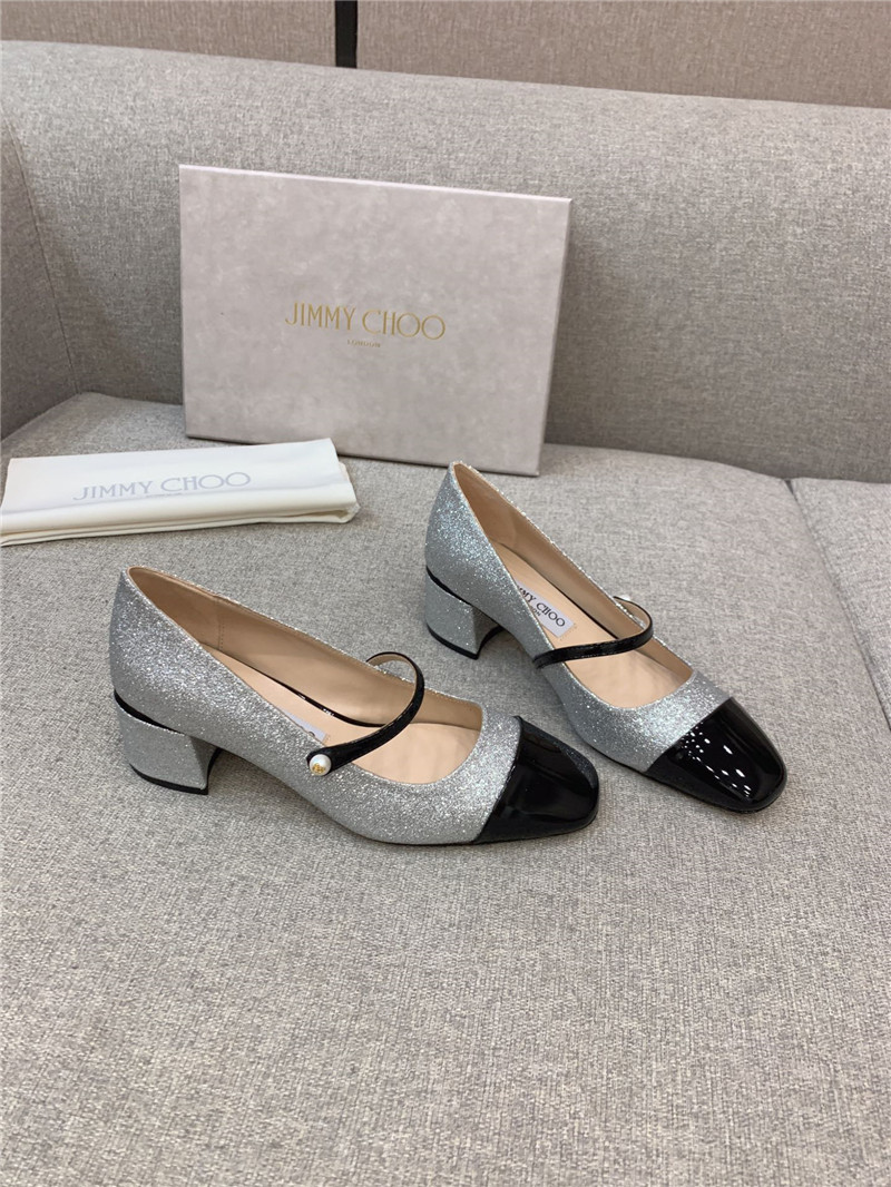 Best Replica Jimmy Choo New Thick Heel Mary Jane Shoes - Colareps