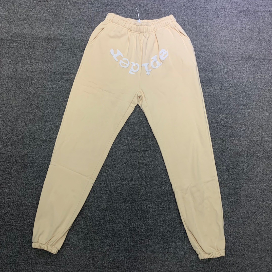 Best Replica Young Thug Sp5der White lettering beige pants - Colareps