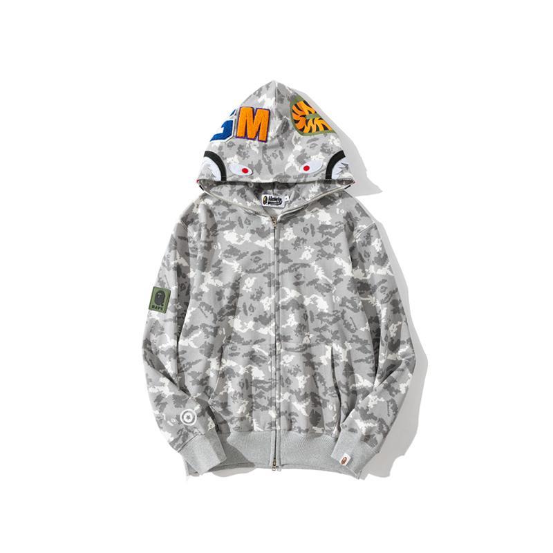 Best Replica Bape Shark Pixel Camo Hoodie Black Grey - Colareps