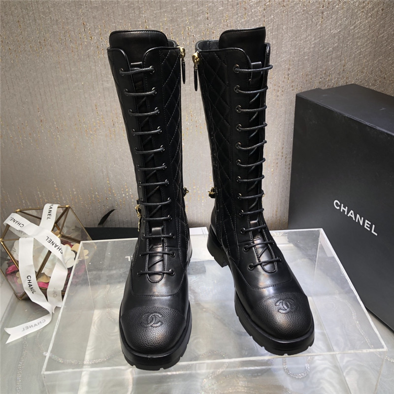 Best Replica chanel classic diamond chain strap long boots - Colareps