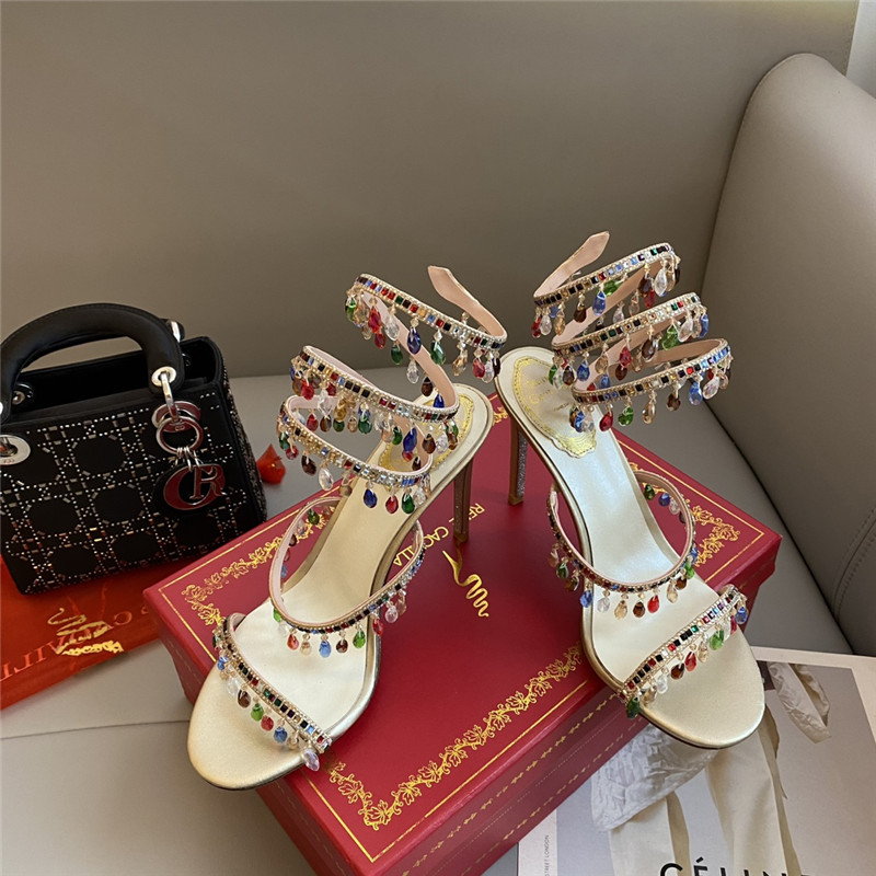 Best Replica Rene Caovilla Dupe Classic snake wrap sandals - Colareps