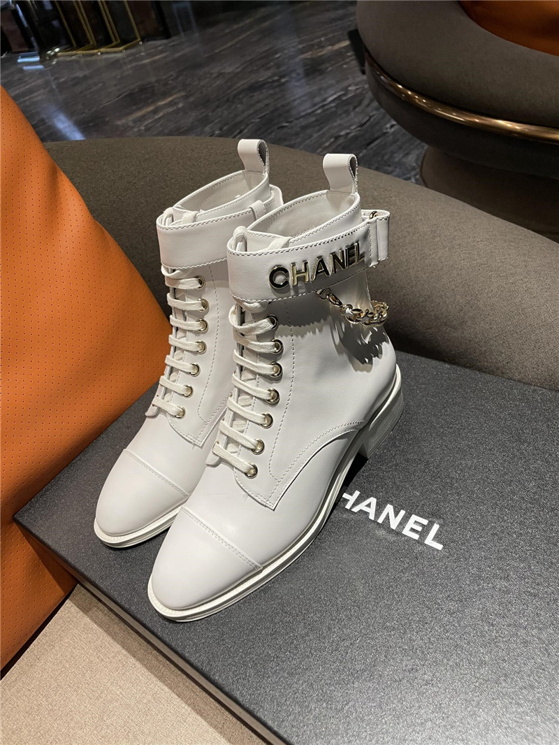 Best Replica chanel chain lace up ankle boots - Colareps