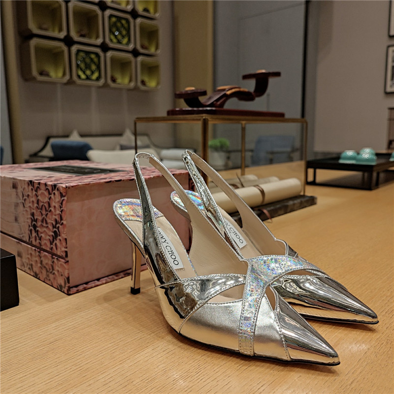 Best Replica Jimmy Choo high-heeled hollow leather style pointed sandals - Colareps