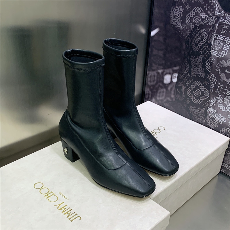 Best Replica jimmy choo logo block heel square toe ankle boots - Colareps