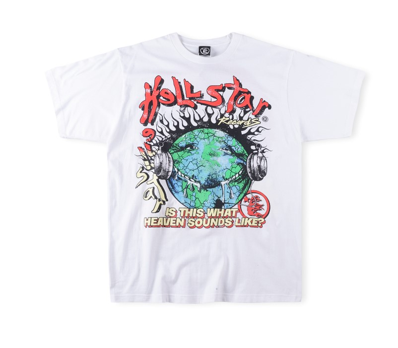 Best Replica HellStar Replica Listen to Headphones Earth Print Short Sleeve - Colareps