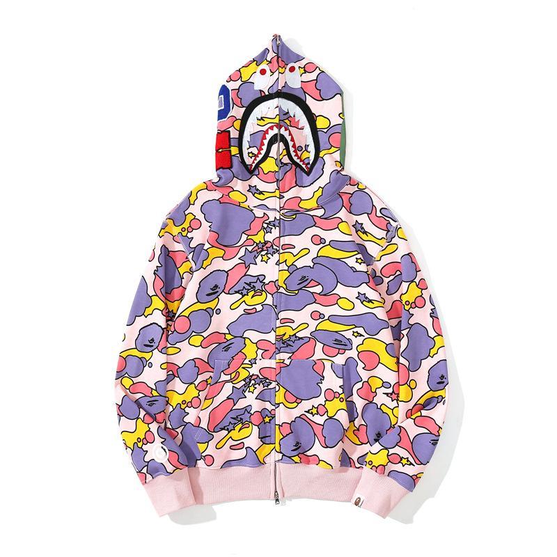 Best Replica Bape Shark Hoodies 21SS Multi color Full Zipper Sweatshirts - Colareps