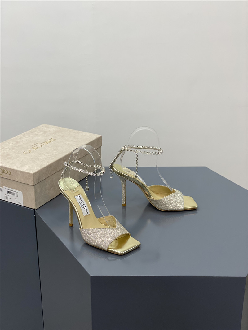 Best Replica Jimmy Choo Crystal Square Toe Fish Toe Sandals - Colareps