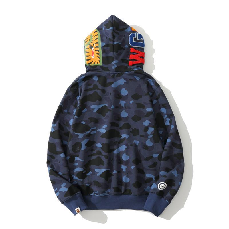 Best Replica Bape Full Zip Shark Camo Pullover Hoodie Blue Purple Red - Colareps