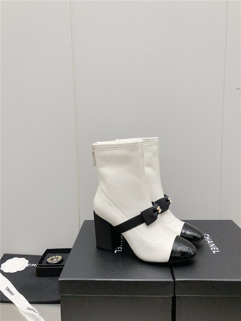 Best Replica Chanel explosion bow snow white short boots - Colareps
