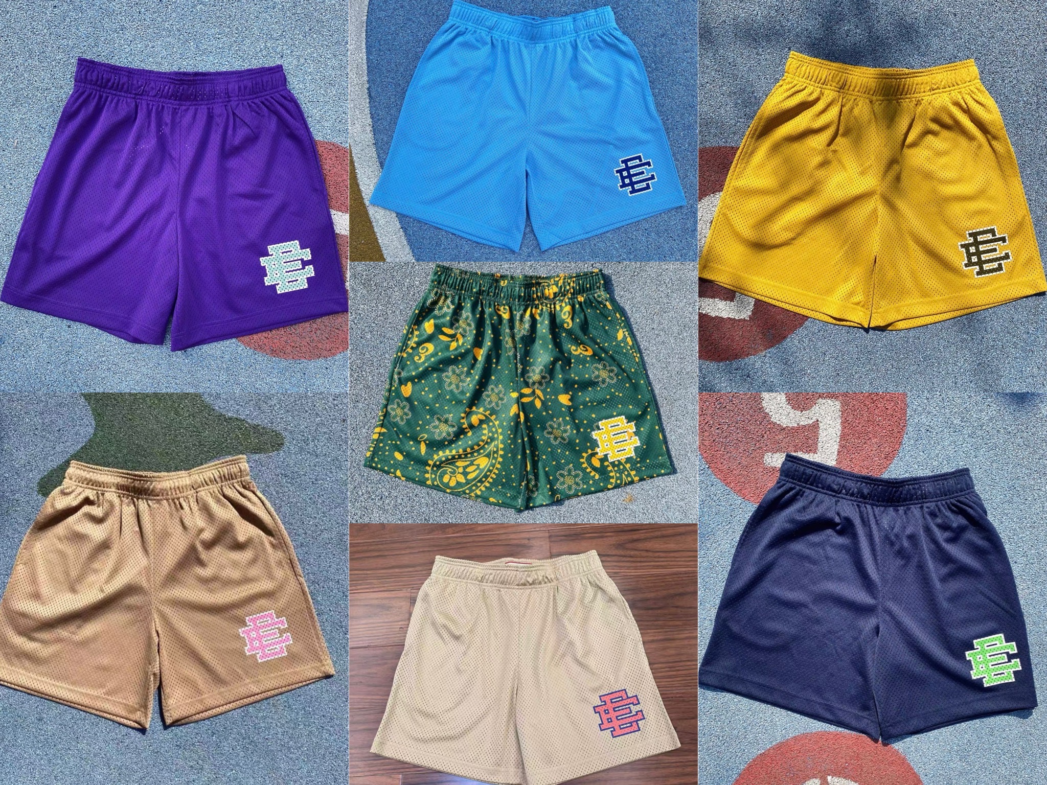 Best Replica New Version 1:1 quality Eric Emanuel multicolour logo mesh pure color shorts style 2 - Colareps
