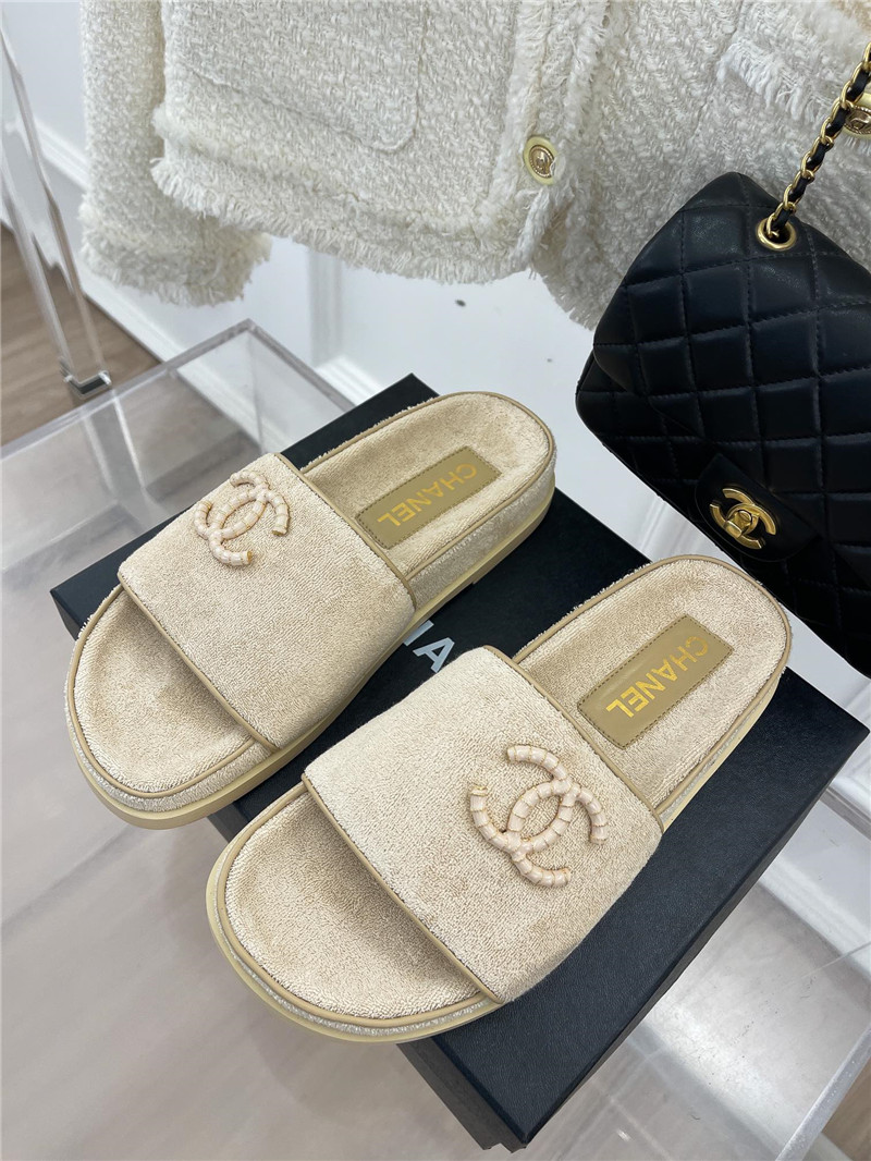 Best Replica chanel rhombus CC logo platform slippers - Colareps