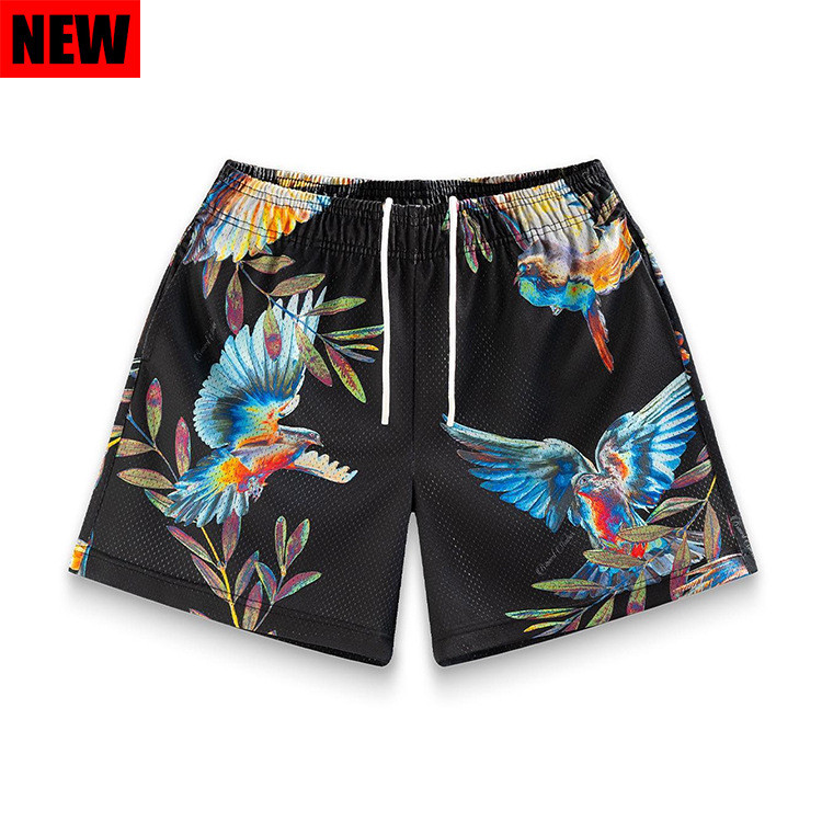 Best Replica Spring Bird Scene Print Shorts 2 colors - Colareps