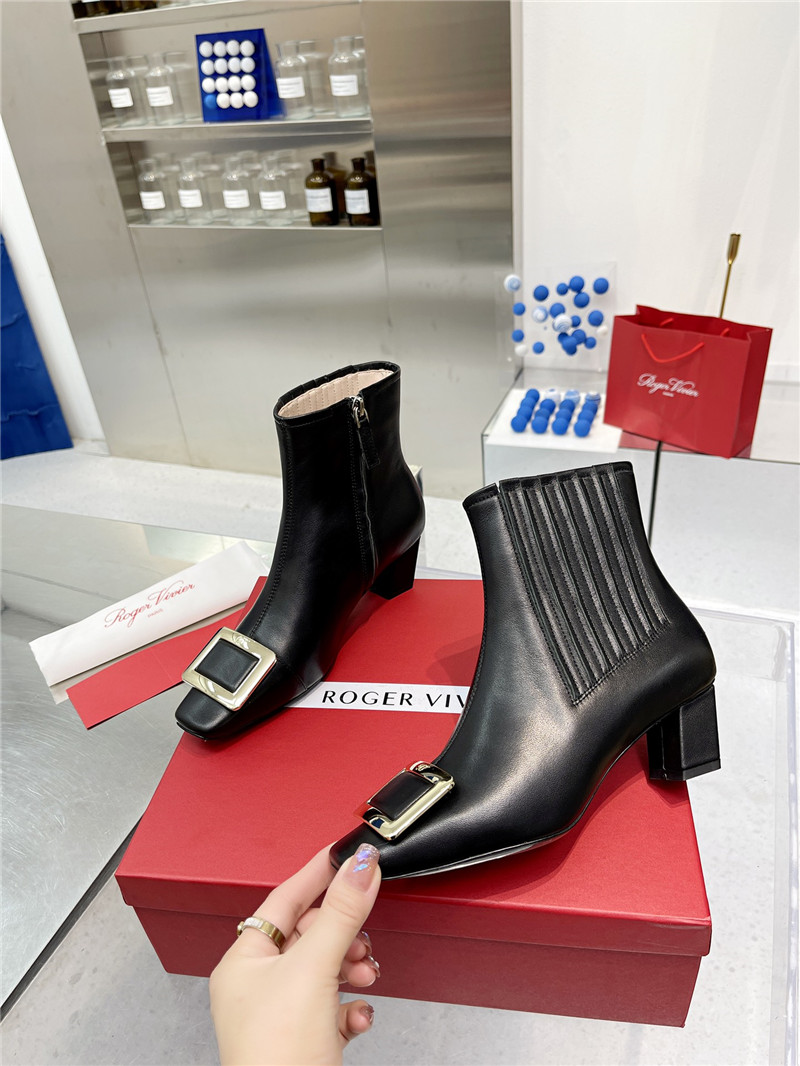 Best Replica roger vivier metal square buckle ankle boots - Colareps
