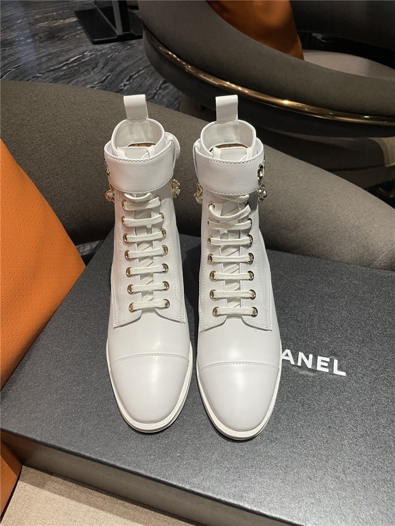 Best Replica chanel chain lace up ankle boots - Colareps
