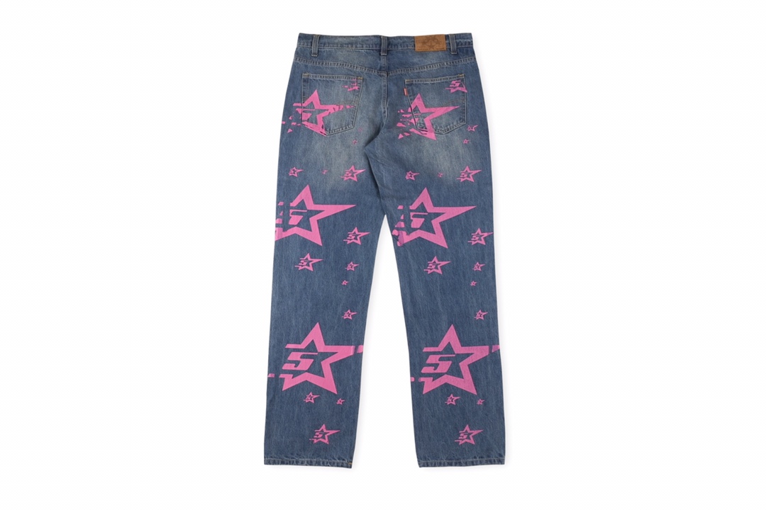Best Replica Dazzling five-point  star printed jeans - Colareps