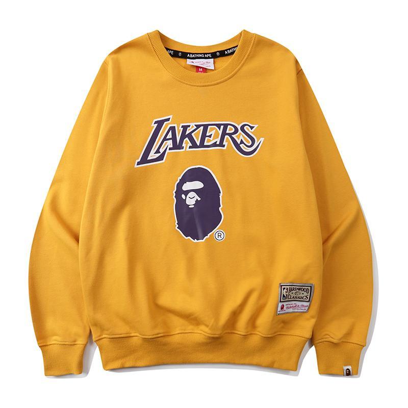 Best Replica Bape Lakers Crewneck Pullover Hoodie - Colareps