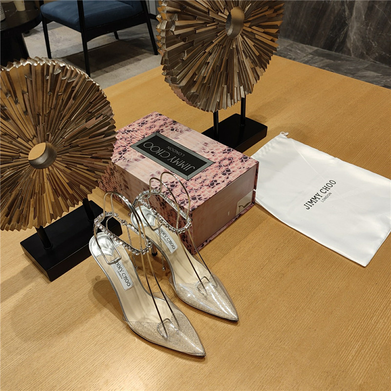 Best Replica Jimmy Choo Crystal Chain Heeled Sandals - Colareps