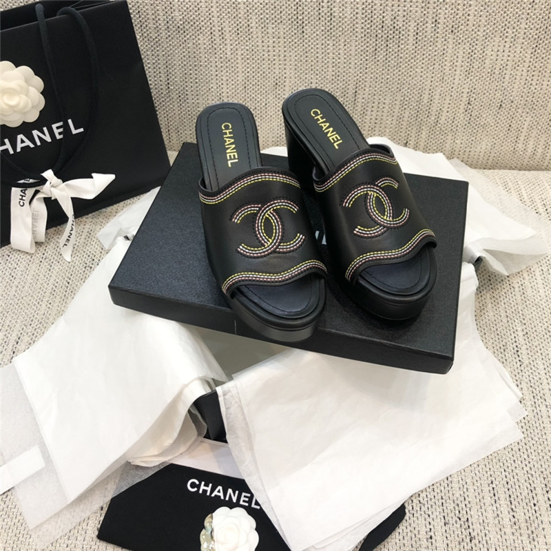 Best Replica chanel platform high heel slippers - Colareps