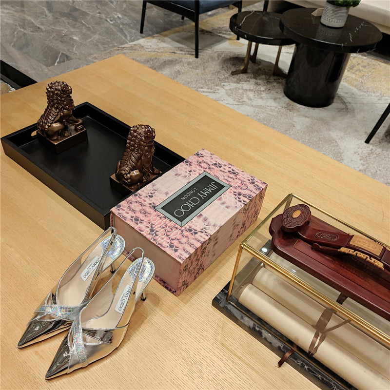 Best Replica Jimmy Choo high-heeled hollow leather style pointed sandals - Colareps