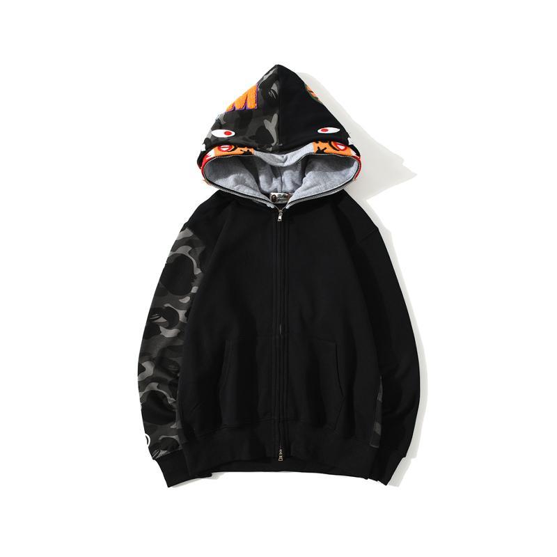 Best Replica BAPE Color Camo Tiger Shark Full Zip Double Hoodie - Colareps