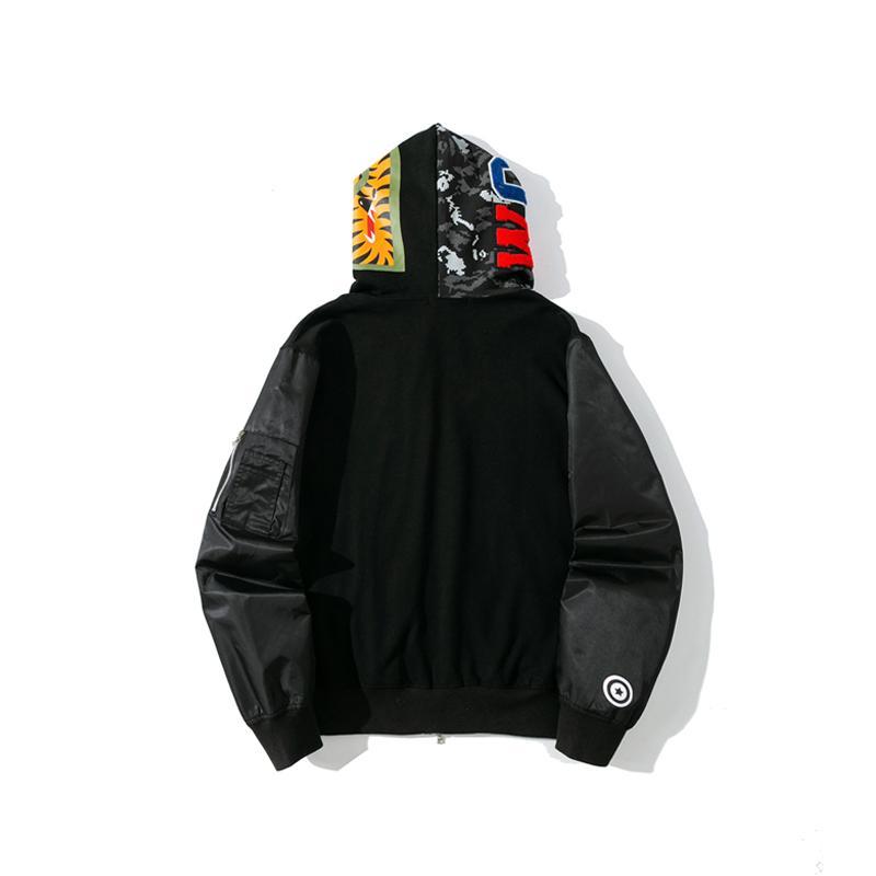 Best Replica Bape Shark Jacket Hoodie Black Grey - Colareps