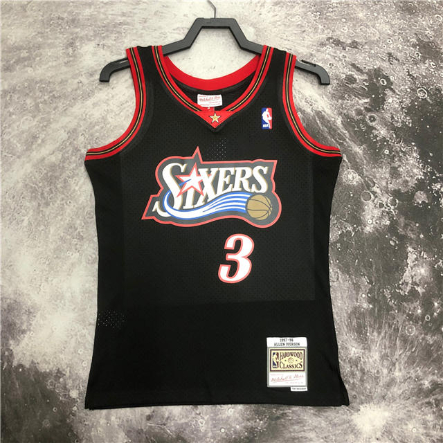 Best Replica ALLEN IVERSON PHILADELPHIA 76ERS THROWBACK JERSEY (HEAT APPLIED) - Colareps