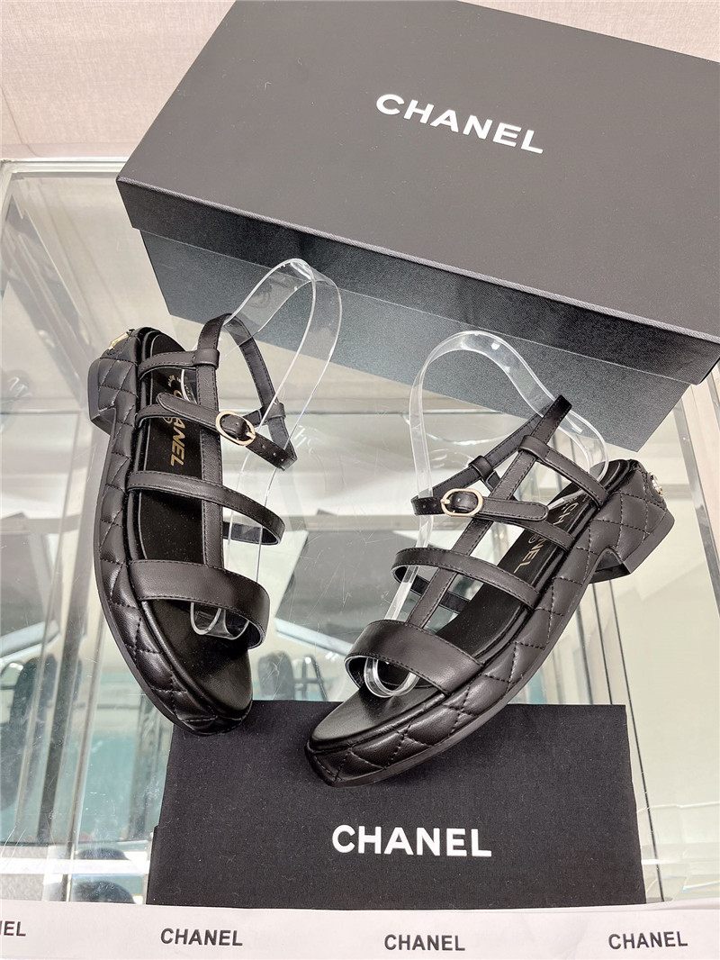 Best Replica Chanel rhombus platform thick heel sandals with thin straps - Colareps