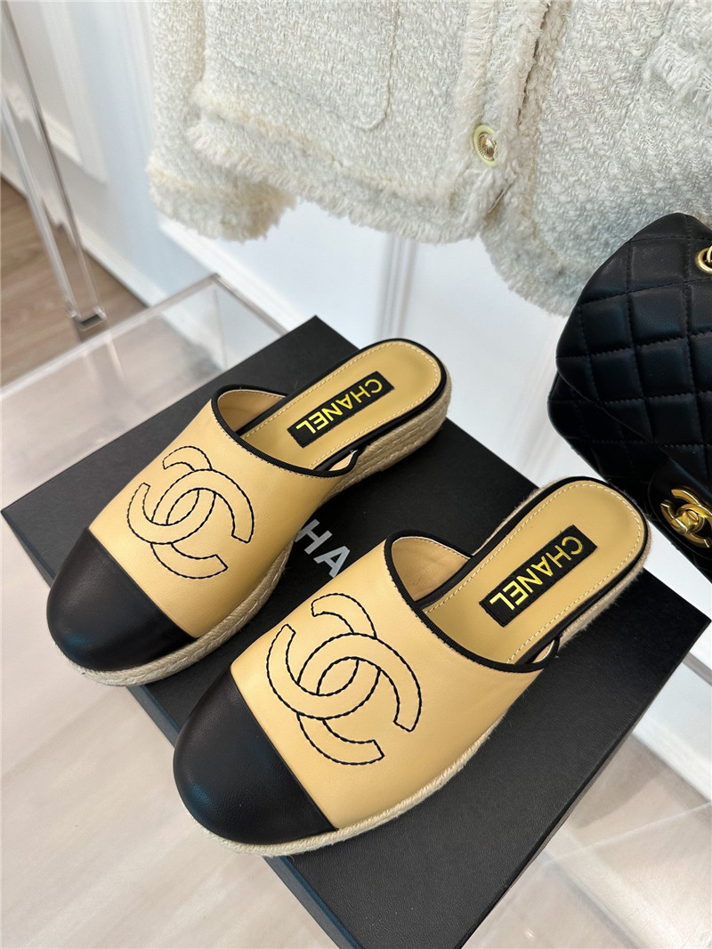 Best Replica Chanel logo platform fisherman slippers - Colareps