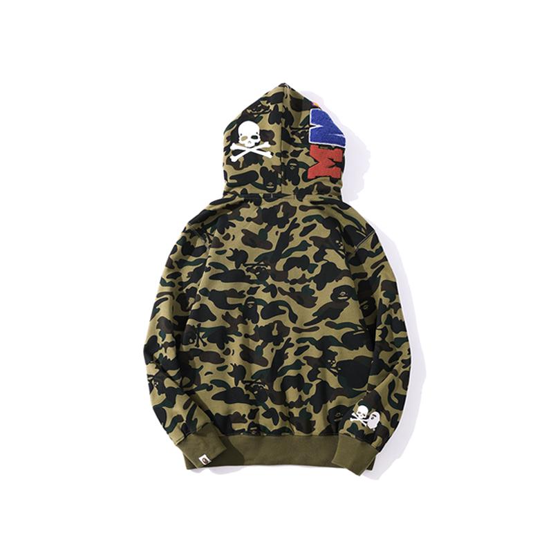 Best Replica Bape Camo Shark Skull Hoodie Green Yellow - Colareps