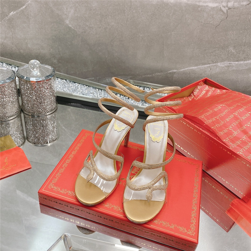 Best Replica Rene Caovilla Dupe snake crystal high heel sandals - Colareps