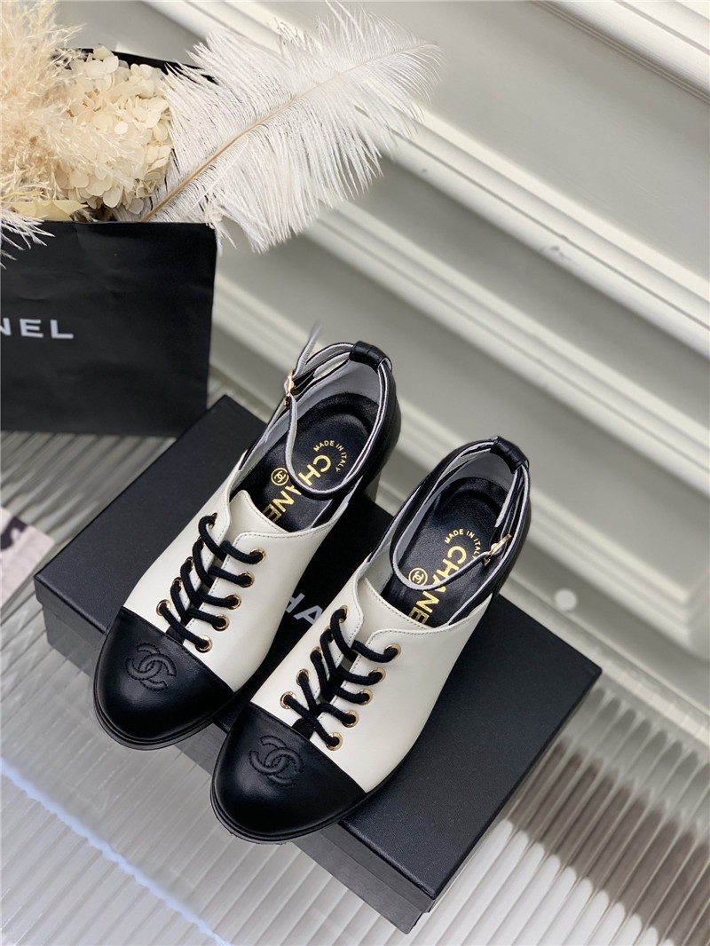 Best Replica chanel lace up chunky heel women s shoes - Colareps