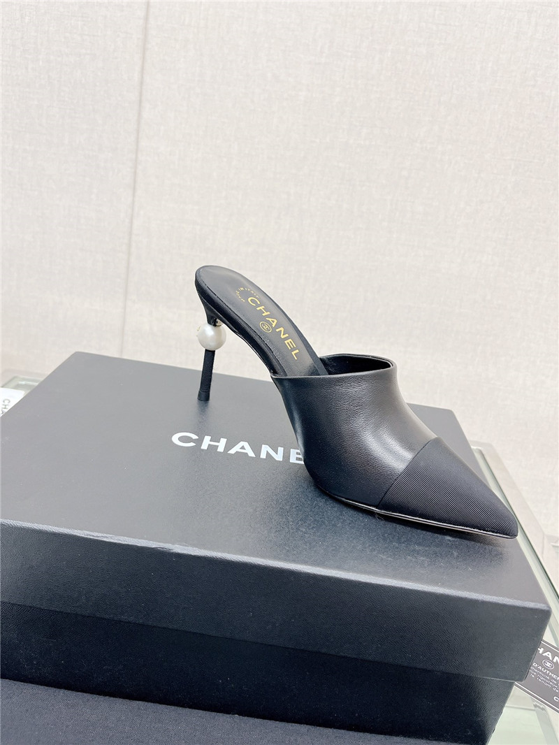 Best Replica chanel pearl high heel slippers - Colareps