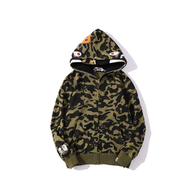 Best Replica Bape Camo Shark Skull Hoodie Green Yellow - Colareps