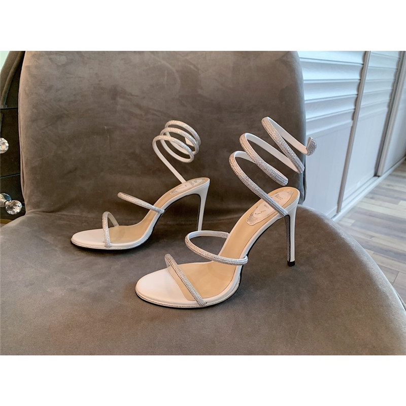 Best Replica Rene Caovilla Heels Dupe Satin Snake-coil heels Sandals - Colareps