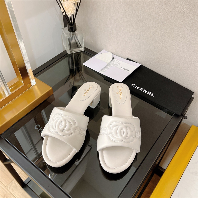 Best Replica chanel chunky heel sandals slippers - Colareps