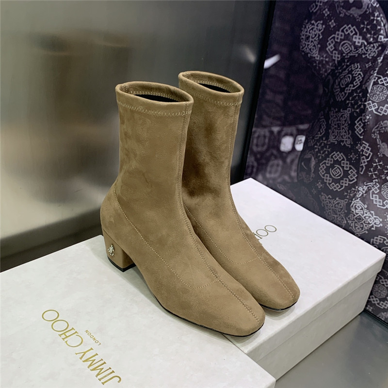 Best Replica jimmy choo logo block heel square toe ankle boots - Colareps