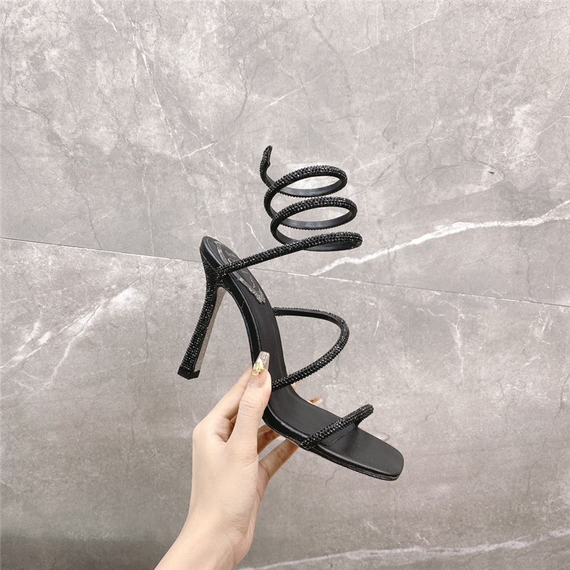 Best Replica Rene Caovilla Dupe R C diagonal strap rhinestone inlaid sandals - Colareps