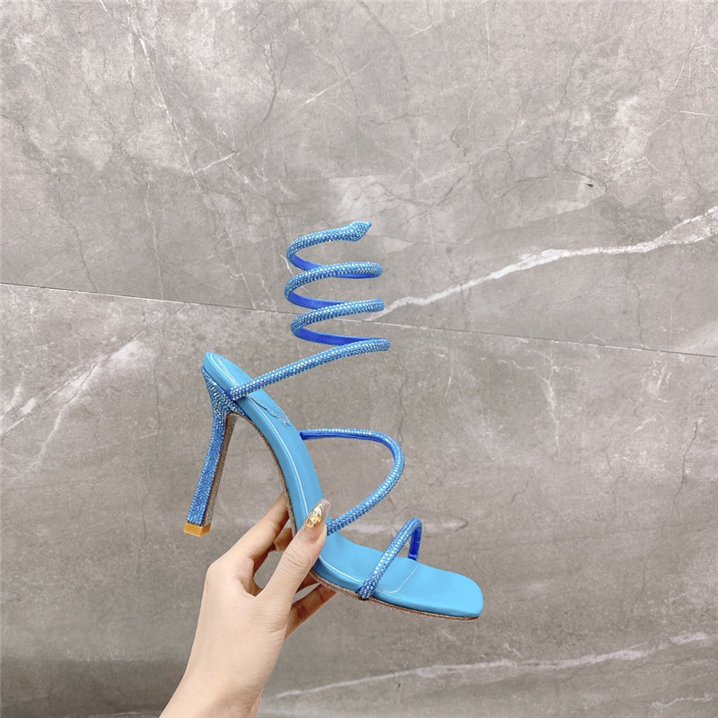 Best Replica Rene Caovilla Dupe R C diagonal strap rhinestone inlaid sandals - Colareps