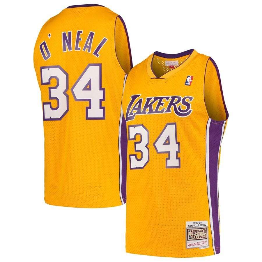 Best Replica SHAQUILLE O'NEAL LOS ANGELES LAKERS THROWBACK JERSEY (HEAT APPLIED) - Colareps