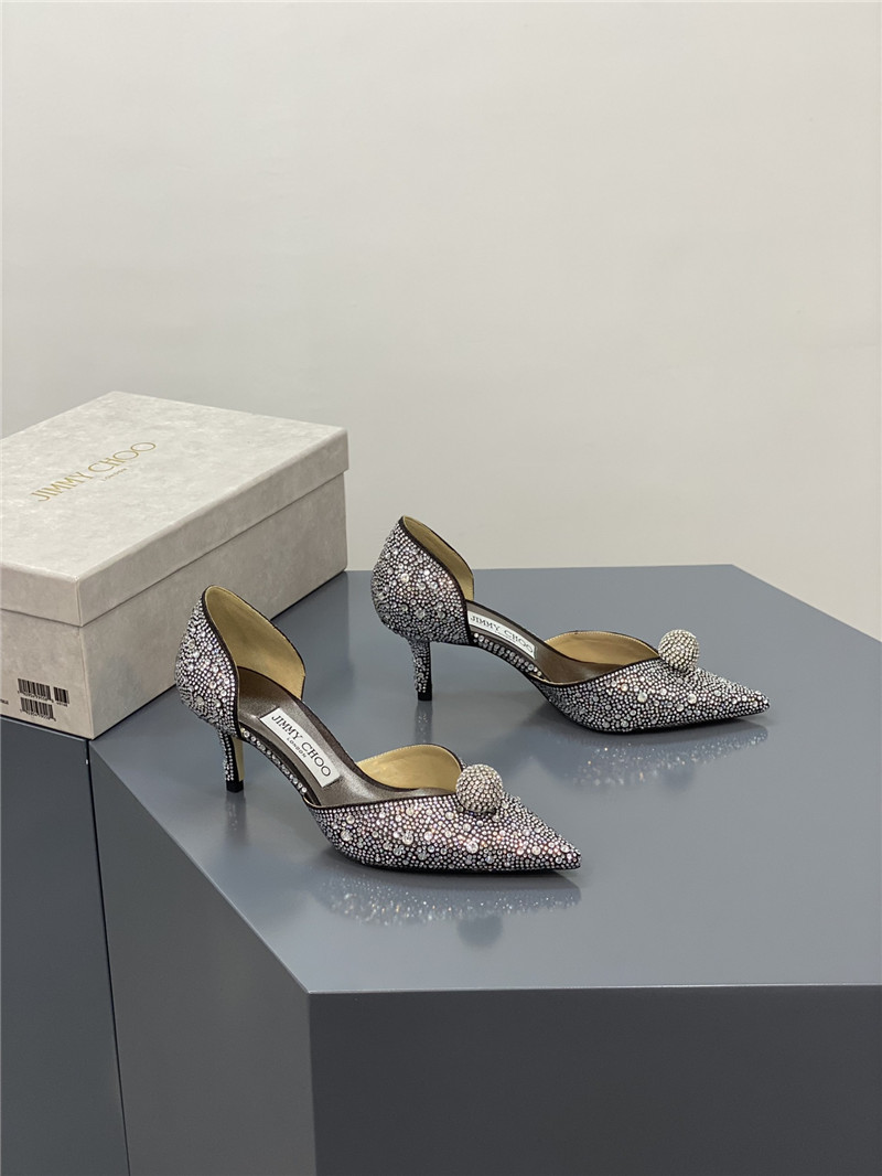 Best Replica Jimmy Choo jc high-heeled crystal slipper shoes - Colareps