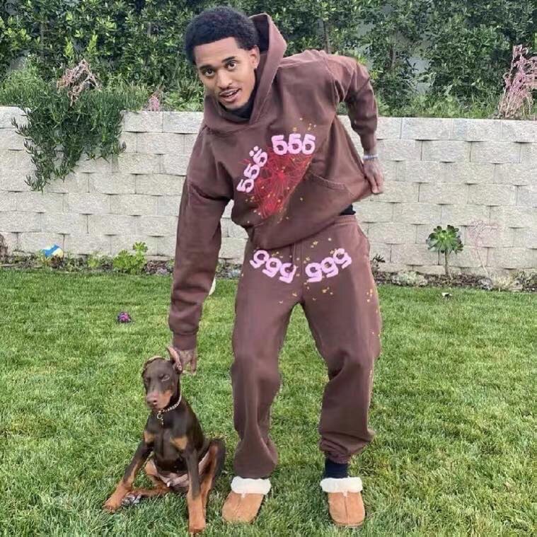 Best Replica Young Thug Sp5der Spider web brown hoodie - Colareps