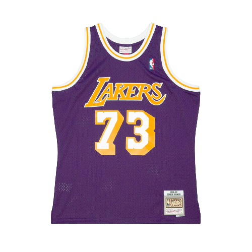 Best Replica DENNIS RODMAN LOS ANGELES LAKERS THROWBACK JERSEY (HEAT APPLIED) - Colareps