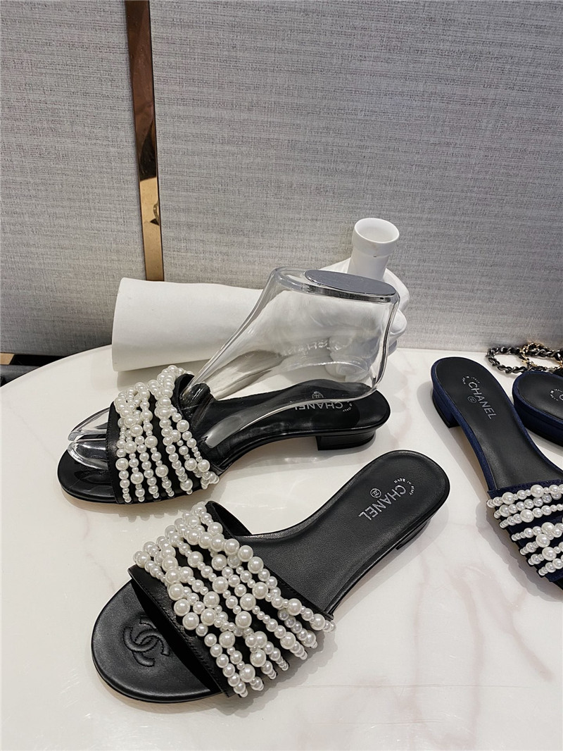 Best Replica CHANEL pearl slippers replica shoes fake shoes - Colareps