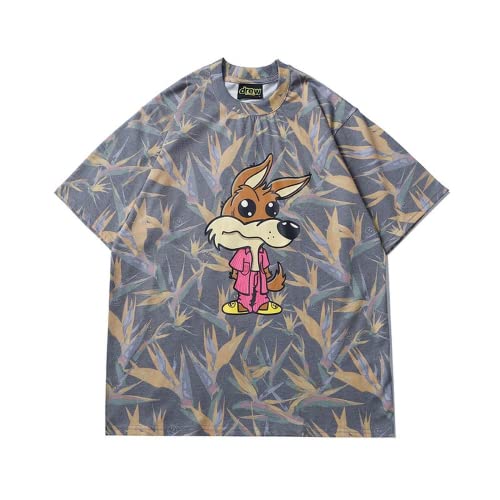 Best Replica Drew cartoon wolf floral t-shirt - Colareps