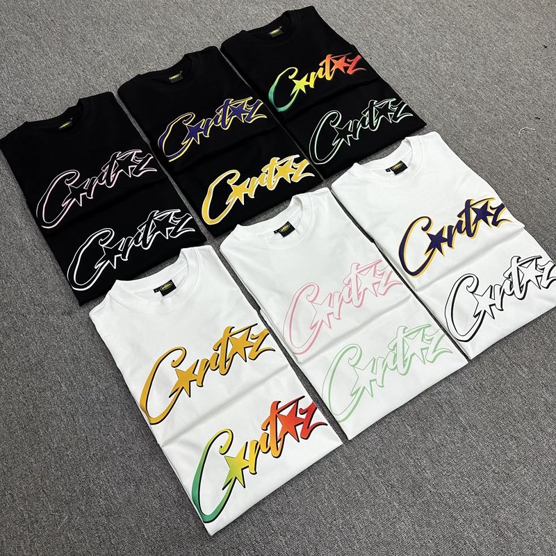Best Replica Gradient outline letter print short sleeve tee 12 colors - Colareps
