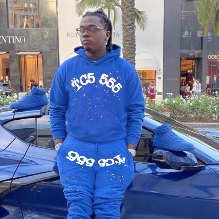 Best Replica Young Thug Sp5der-White number blue hoodie - Colareps