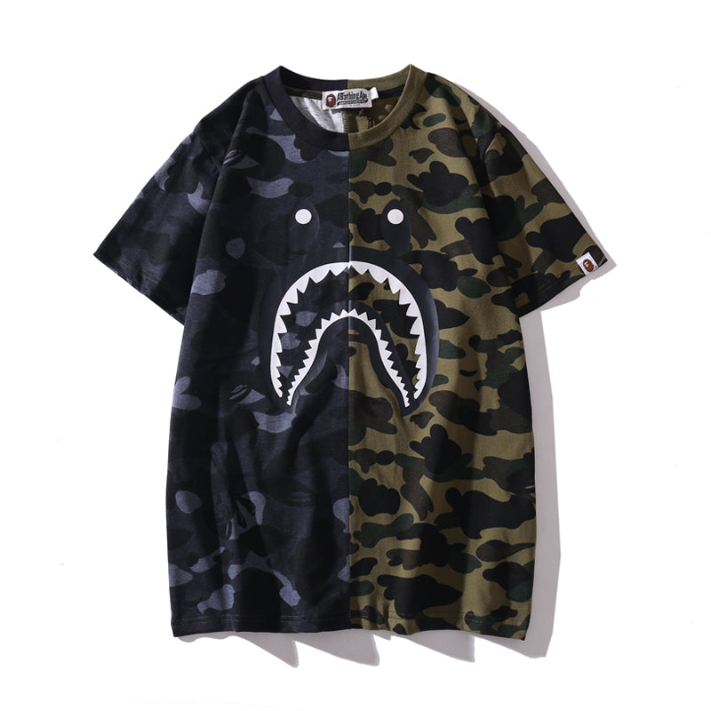 Best Replica Bape Shark T Shirt Bape Camo Skull Cotton Tee 1518 - Colareps