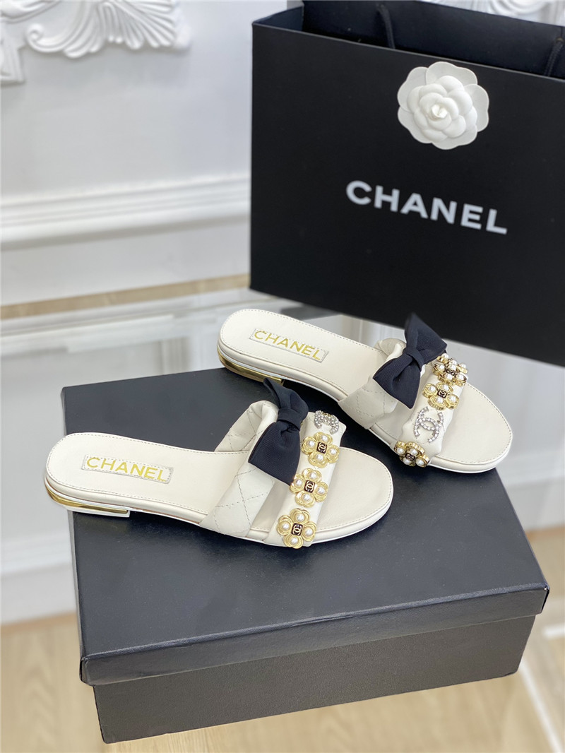 Best Replica Chanel new bowknot flower buckle slippers - Colareps