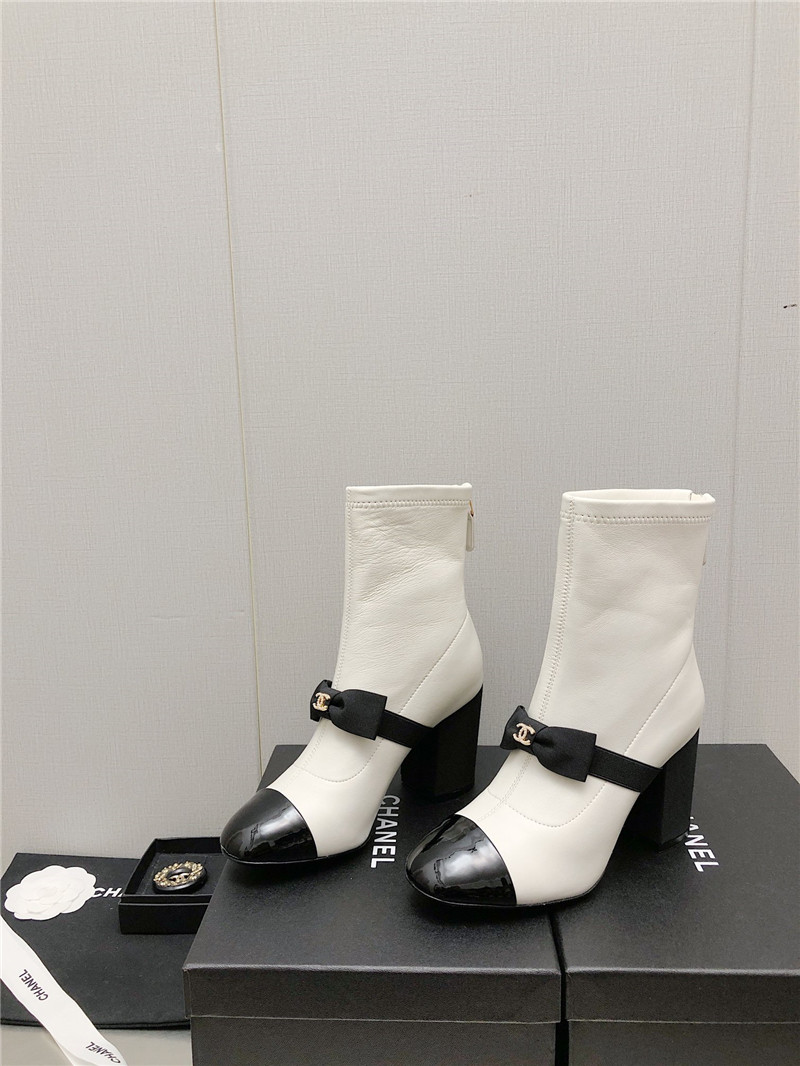 Best Replica Chanel explosion bow snow white short boots - Colareps